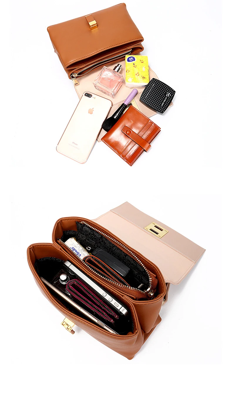 JOSOSUNNY Для женщин Разделение кожа Crossbody сумки Дамская мода цепи блокировки кошелек