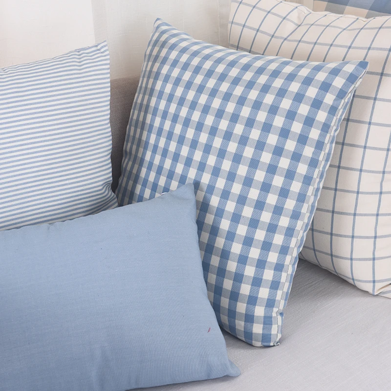 Простые хлопковые льняные синие искусственные чехлы для диванов