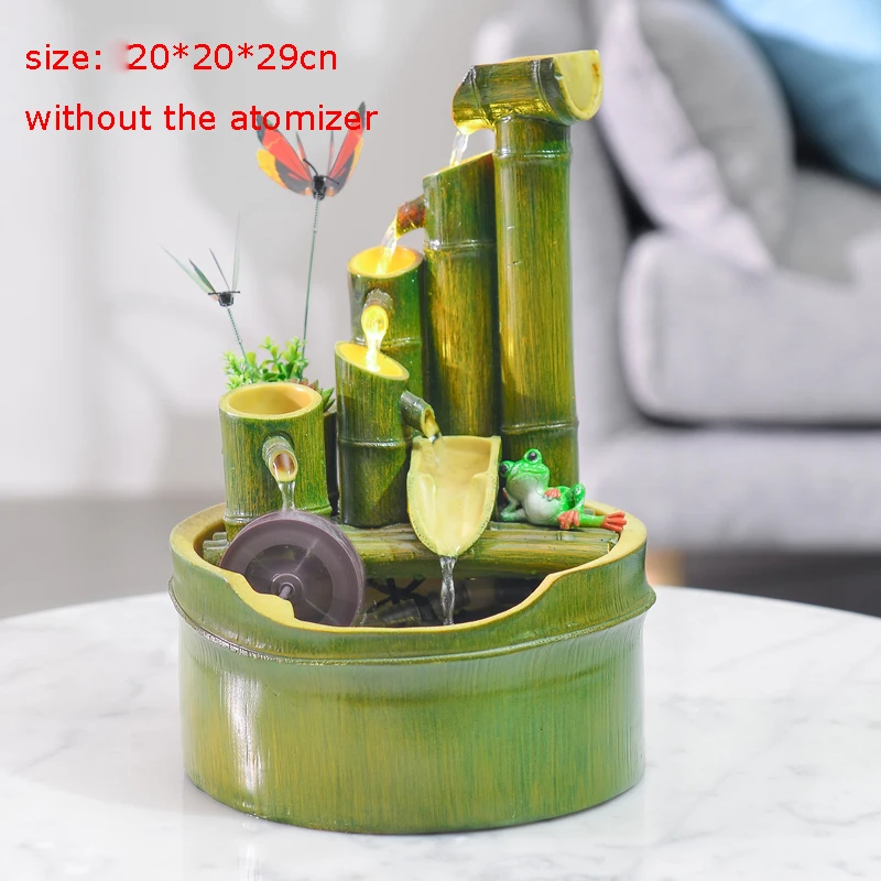 A 110/220 смолы фэн шуй фонтан бамбука Форма Waterscape распыление очистки воздуха свадебный подарок для рабочего стола, Украшения - Цвет: A