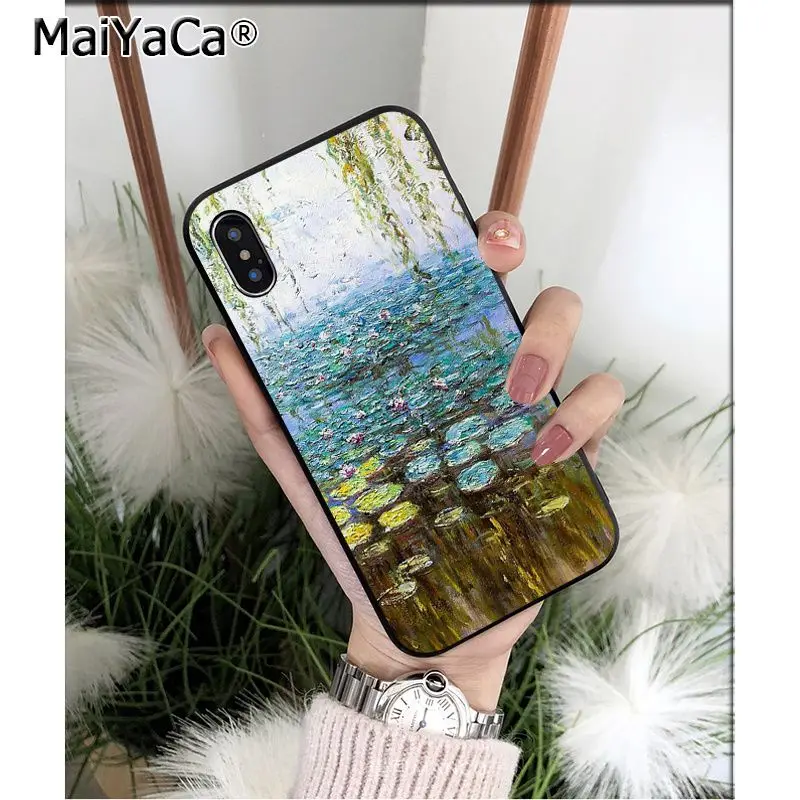 Мягкий силиконовый чехол для телефона MaiYaCa Claude Monet Garden Lotus Bridge из ТПУ черного цвета