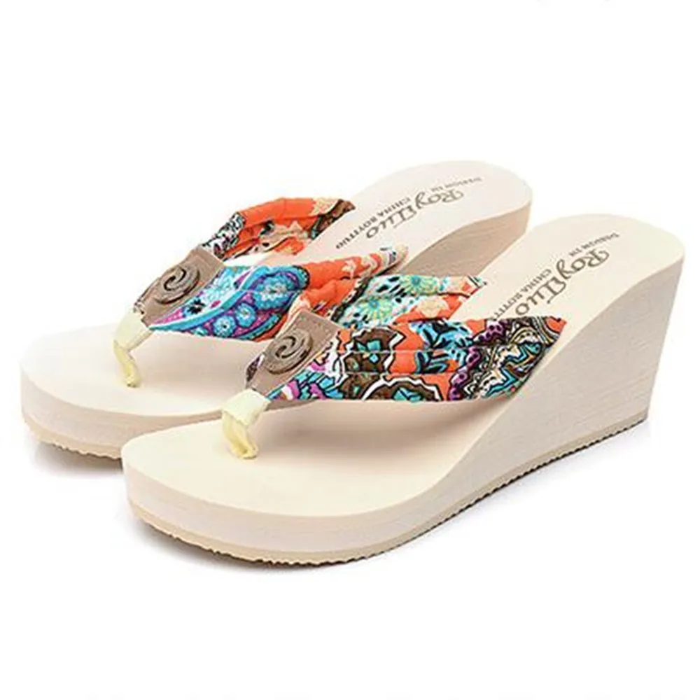 Шлепанцы женские на танкетке сандалии платформе обувь для пляжа ивовая долина