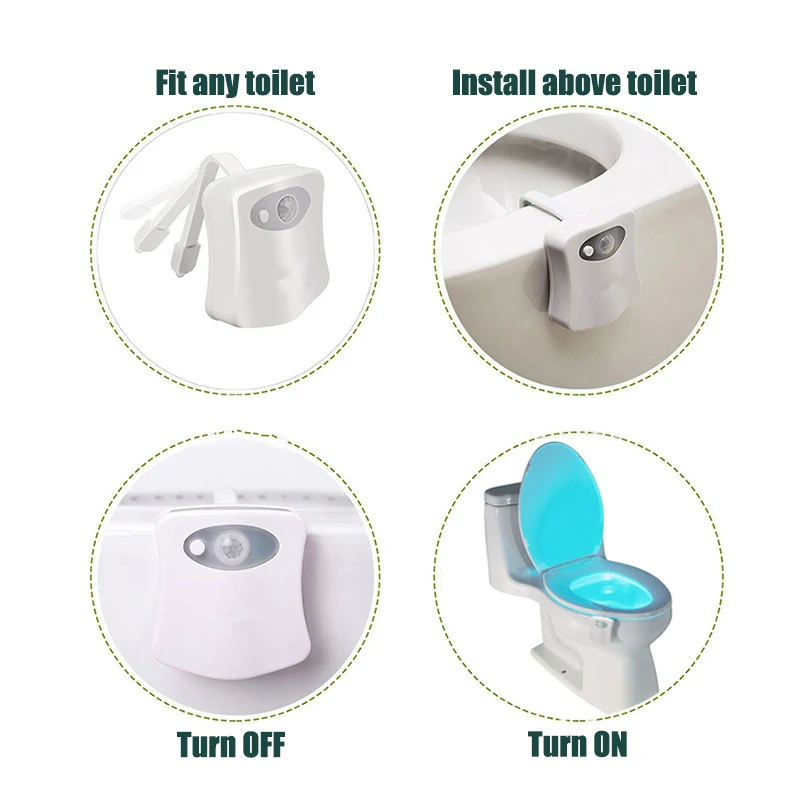 Умная Светодиодная лампа для унитаза с датчиком PIR RGB 8 видов цветов меняющая