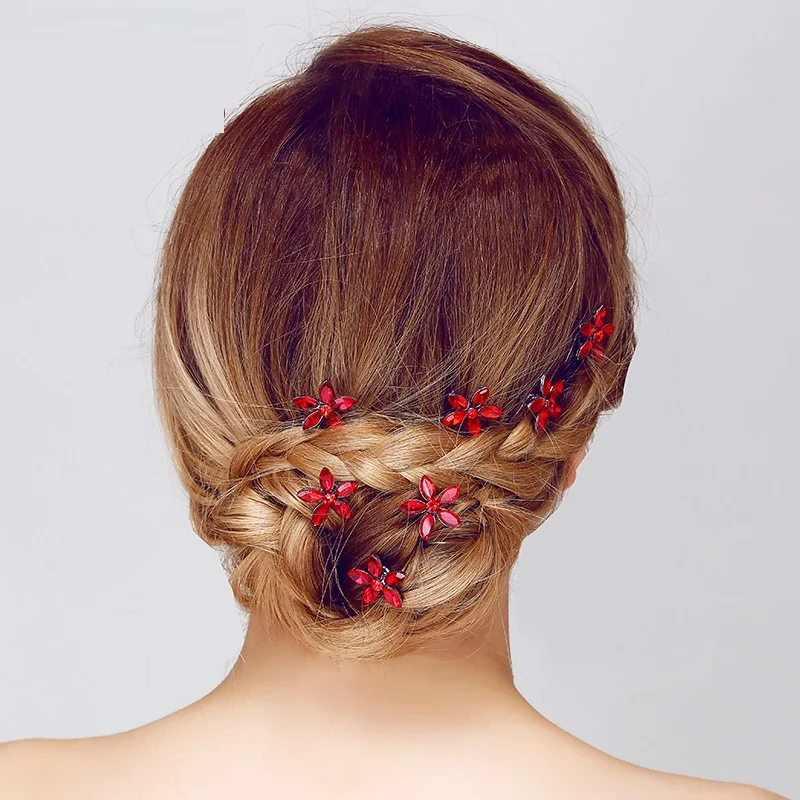 2018 модные женские туфли кристалл красный цветок свадебные Headpins украшение для