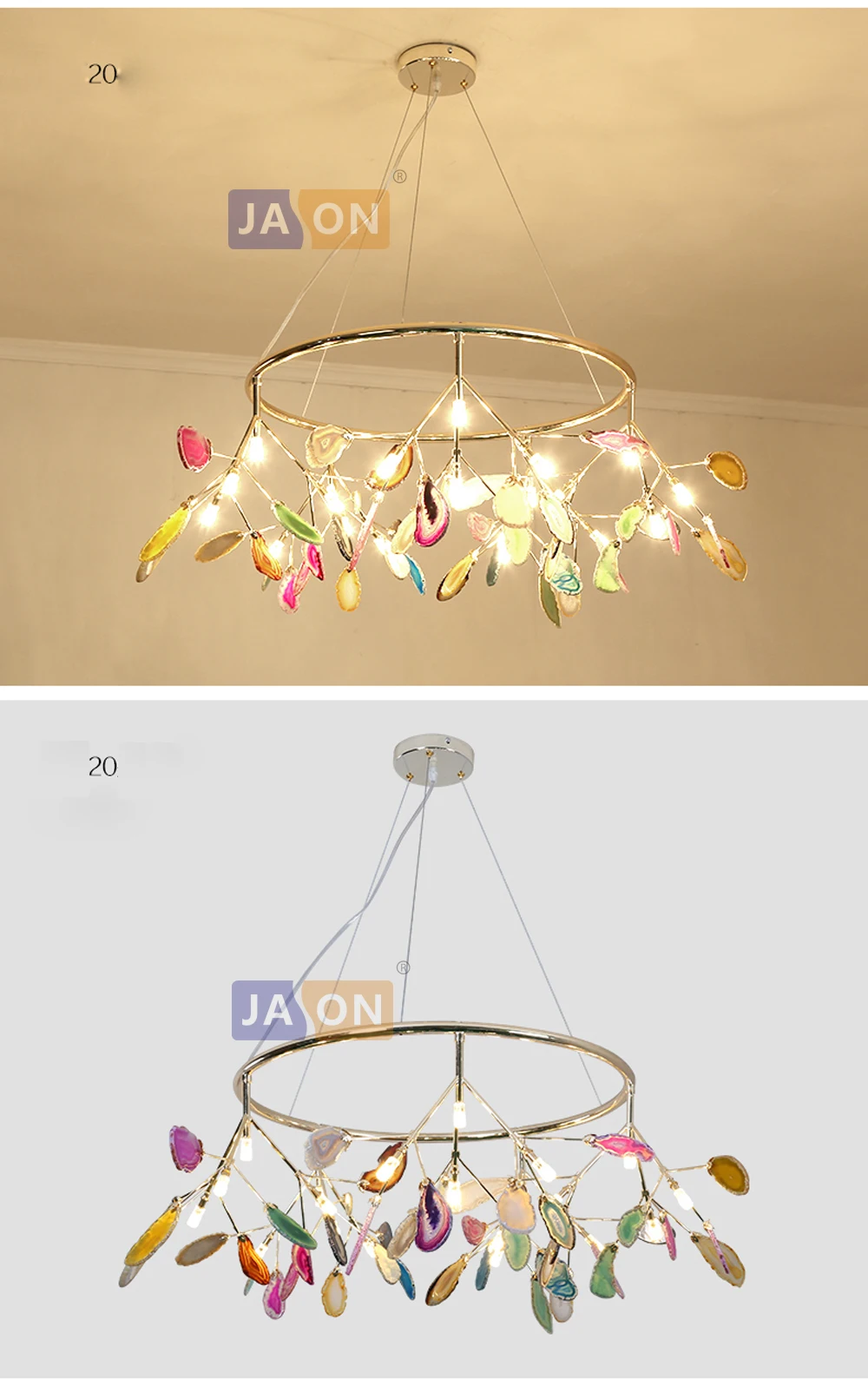 G4 led железные в стиле постмодерн Агатовая люстра светлячок. Люстра освещение подвесной светильник Lampen Lustre для столовой фойе