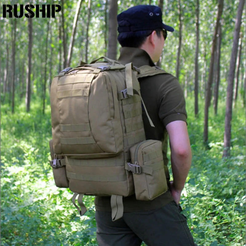 Kopen Mannen 50L Leger Waterdichte 50L Outdoor Rugzak Tactische Combinatie Camping Bergbeklimmen Tassen Grote Capaciteit