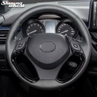 Блестящие пшеницы черная кожаная мужская прошитая вручную чехол рулевого колеса автомобиля для Toyota C-HR ЧР 2018 2019
