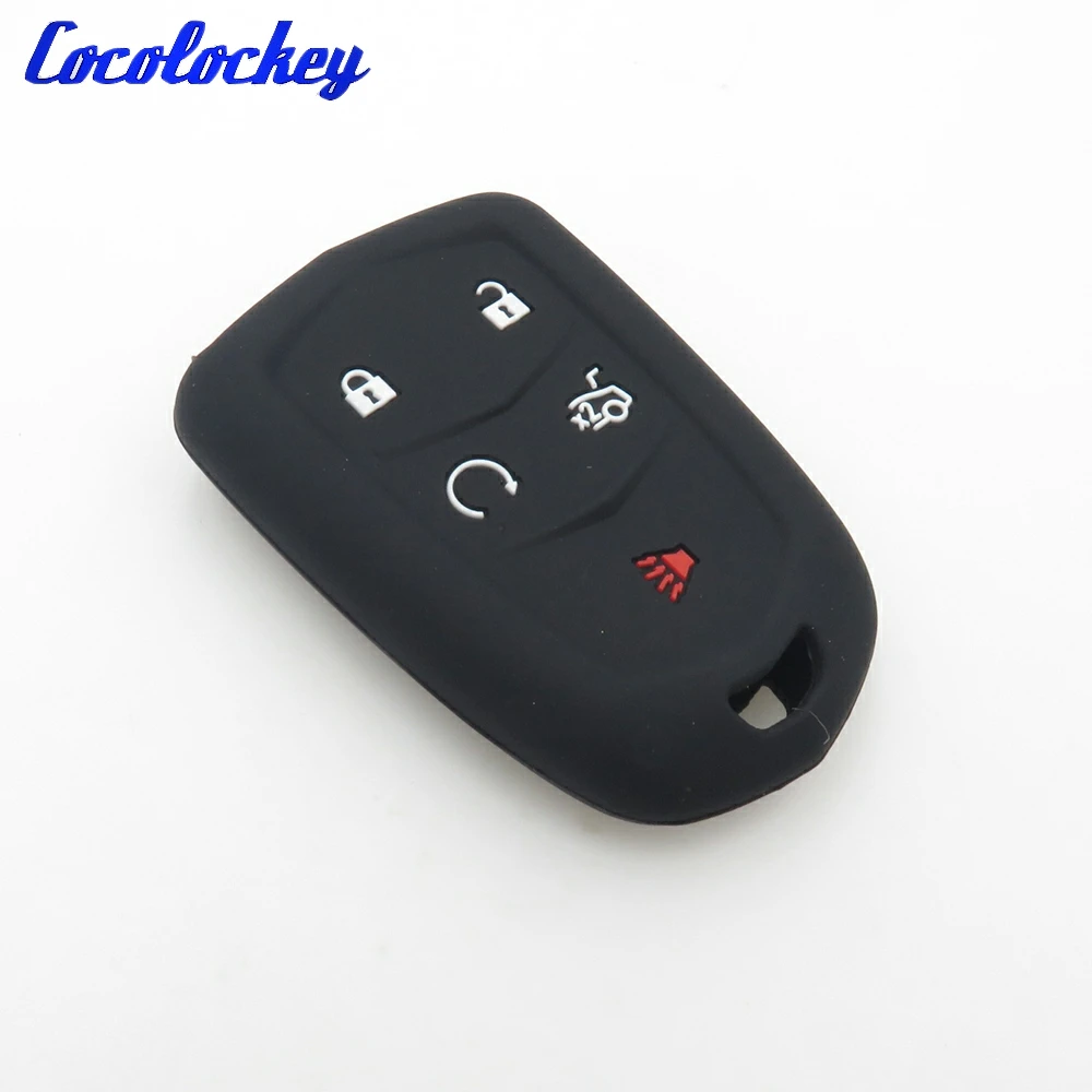 Силиконовый чехол для ключей Cocolockey брелок Cadillac SRX XTS CTS ATS L 5 кнопка без логотипа с
