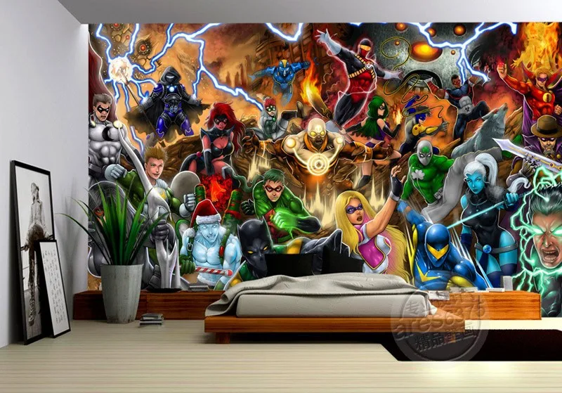 Мстители фото обои Marvel Comics Настенная роспись на заказ 3D обои детская спальня офис отель школьная комната Декор супер герой