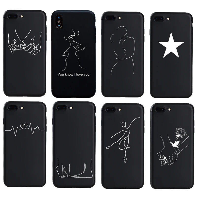 Современный простой абстрактный художественный Линейный чехол для пар iphone X XR XS