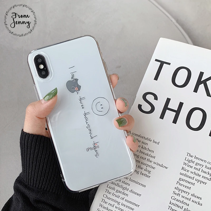 Летний прозрачный чехол из ТПУ от Jenny для iPhone 11Pro подходит X XR XS Max 6 6s 78 Plus Smile Love Soft