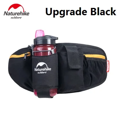 NatureHike Заводская распродажа, сумка на пояс для прогулок, бега, велоспорта, сумка на пояс, сумка на пояс с держателем для бутылки с водой, для смартфона, для ключей, денег - Цвет: Upgrade Black