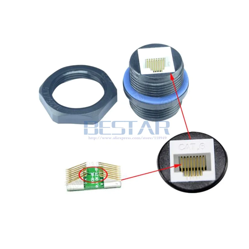 RJ45 водонепроницаемый разъем Ethernet LAN RJ 45 открытый AP M25 без защитной прямой головки