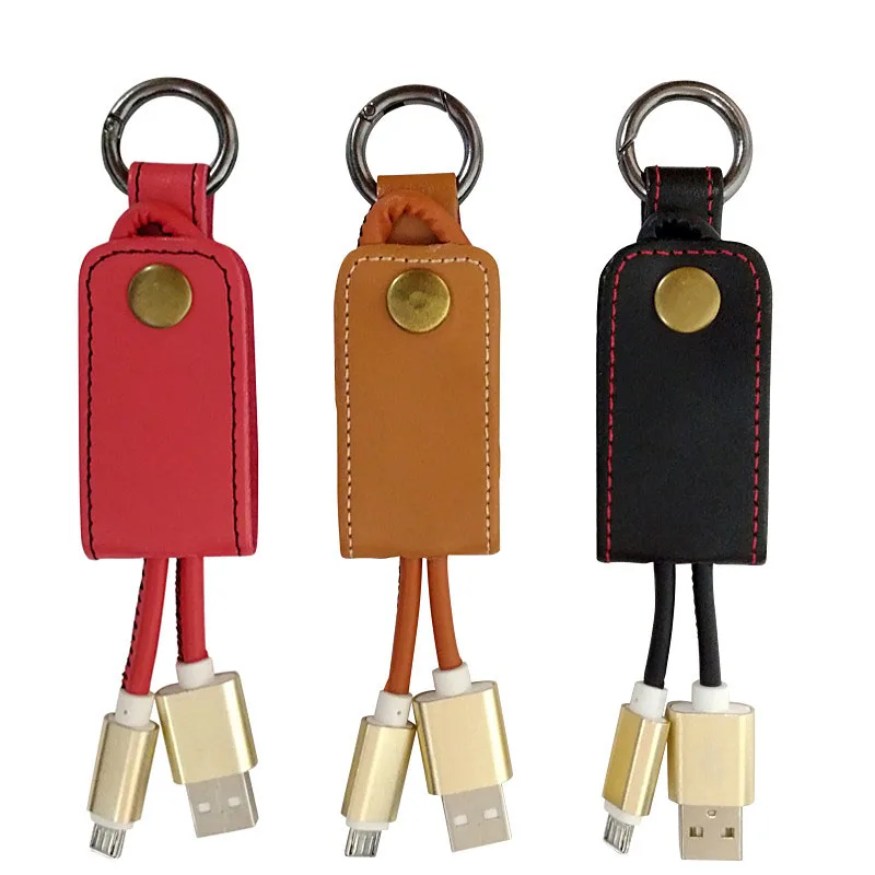 Micro USB кабель брелок из искусственной кожи для телефона зарядный шнур телефонов