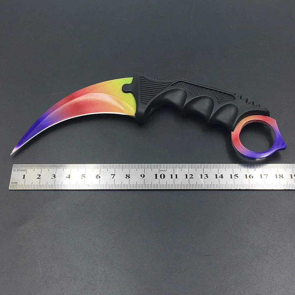 CS GO нож-Коготь Karambit, нож для шеи с ножной, Тигриный зуб, настоящий игровой нож, красный, синий, золотой цвета, Походный нож