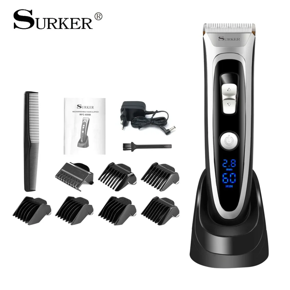 Профессиональная аккумуляторная машинка для стрижки волос SURKER беспроводной
