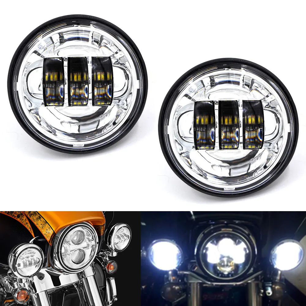 

BJMOTO Motorcycle 4.5" LED Fog Headlight Passing Lamp Spot Motocross Headlamp For Harley Touring