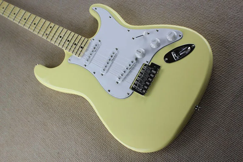 Stratocaster Scalloped гриф Dimarzio доставка Винтаж желтый крем Ингви Мальмстин Гитары