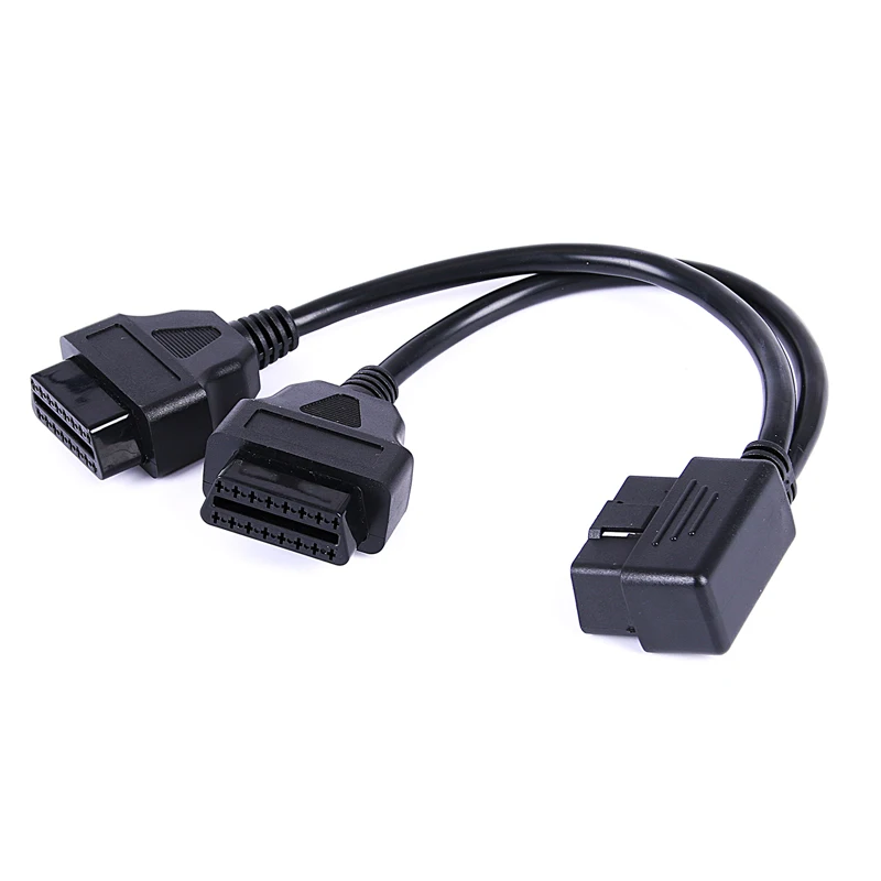 KWOKKER 40 см OBD 2 OBDII Y адаптер сплиттер кабель Мужской к двойной женский OBD2 Y диагностический инструмент автомобильный соединительный кабель J1962 порты