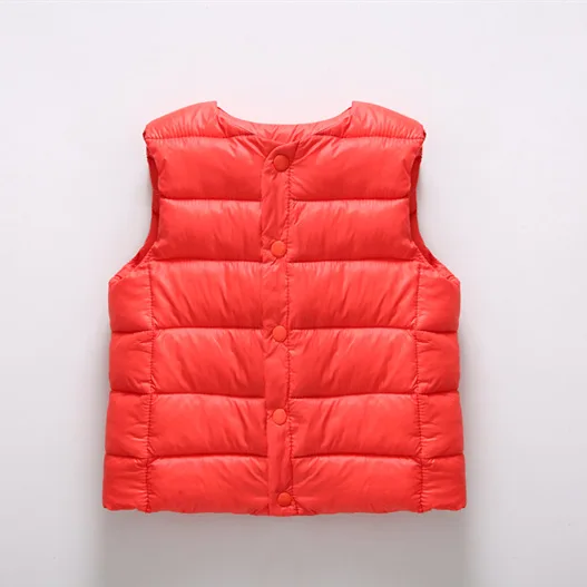 Autumn Winter Waistcoat Boys Girls Baby Coats Child Children Clothes Baby Down Jacket Kids Warm Stand Collar Down Vest - Цвет: Красный