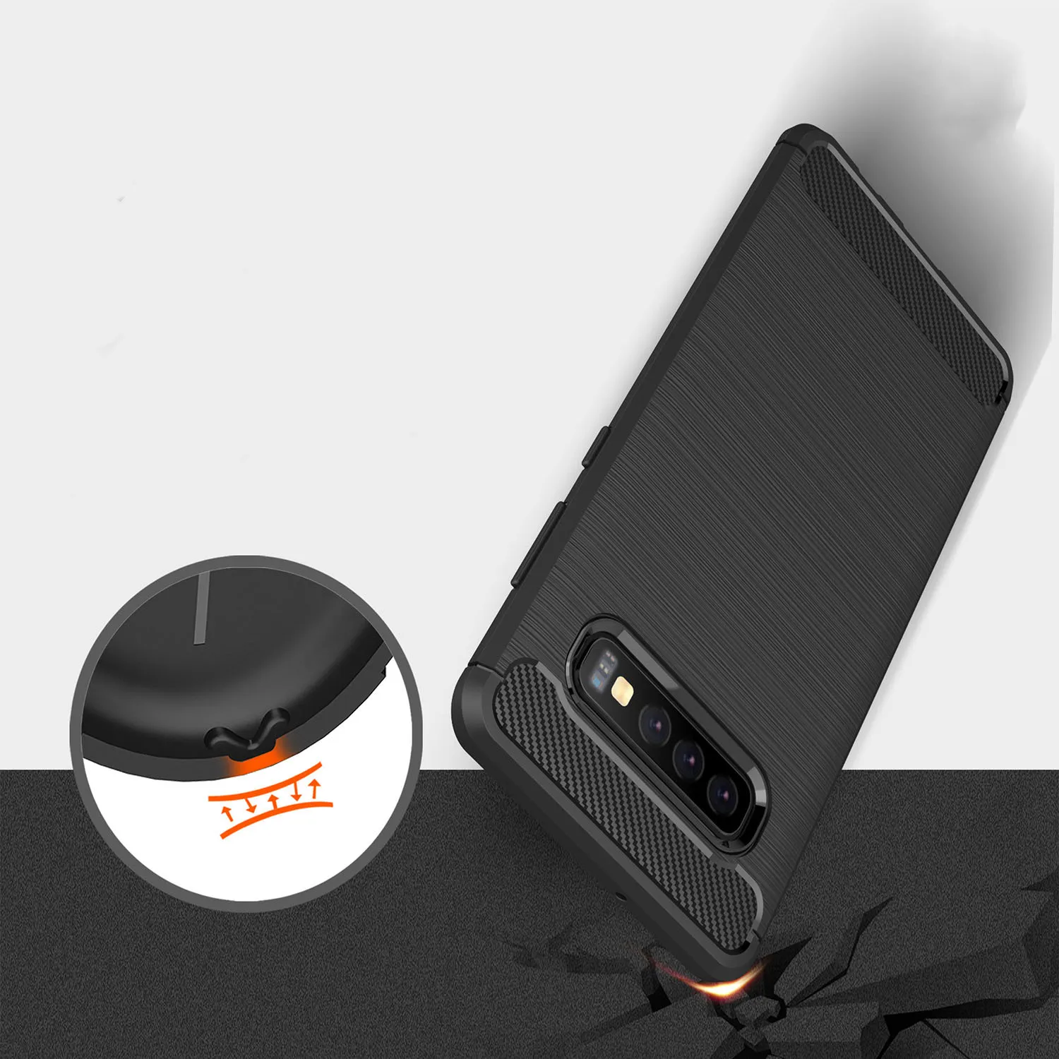 Карбоновая Защитная силиконовая задняя крышка для Huawei samsung Galaxy S10 5G S10E S9 S8 J4 J6 J8 A6 A8
