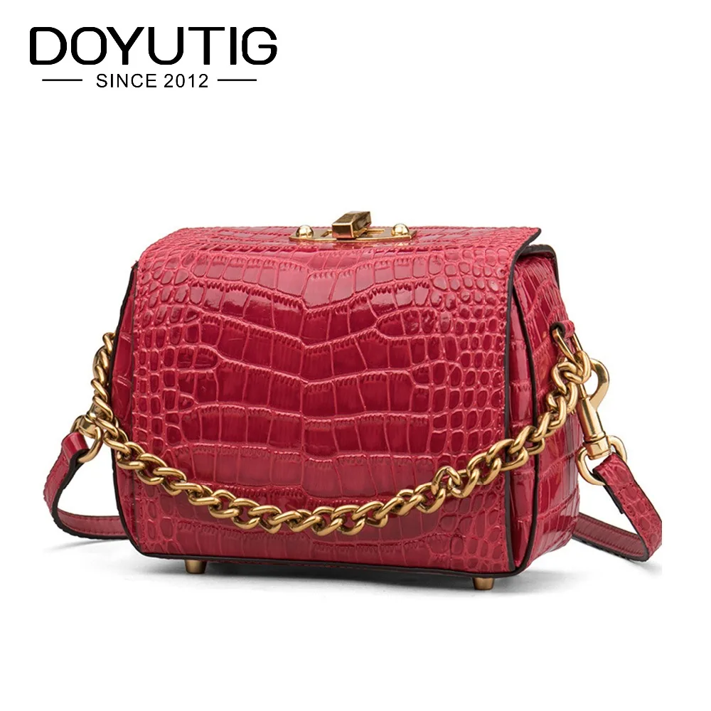 DOYUTIG Для женщин Прекрасный Аллигатор Натуральная кожа Crossbody ручками Литтлер