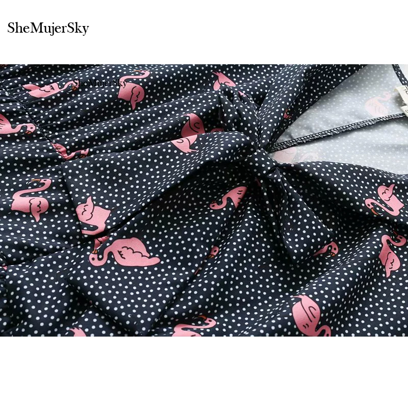 Женский короткий комбинезон в горошек SheMujerSky элегантный с бантом 2019|Комбинезоны c