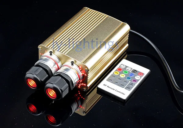 Business decoration optic fibre light engine 35W RGB led light emmiter RF remote color change optical fiber light Double output