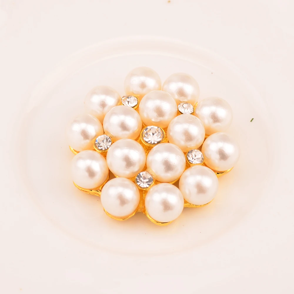 

Rhinestone Pearl Emberllishment Used On Wedding 100pcs/lot 30MM Gold Color Wedding Button Flat Back