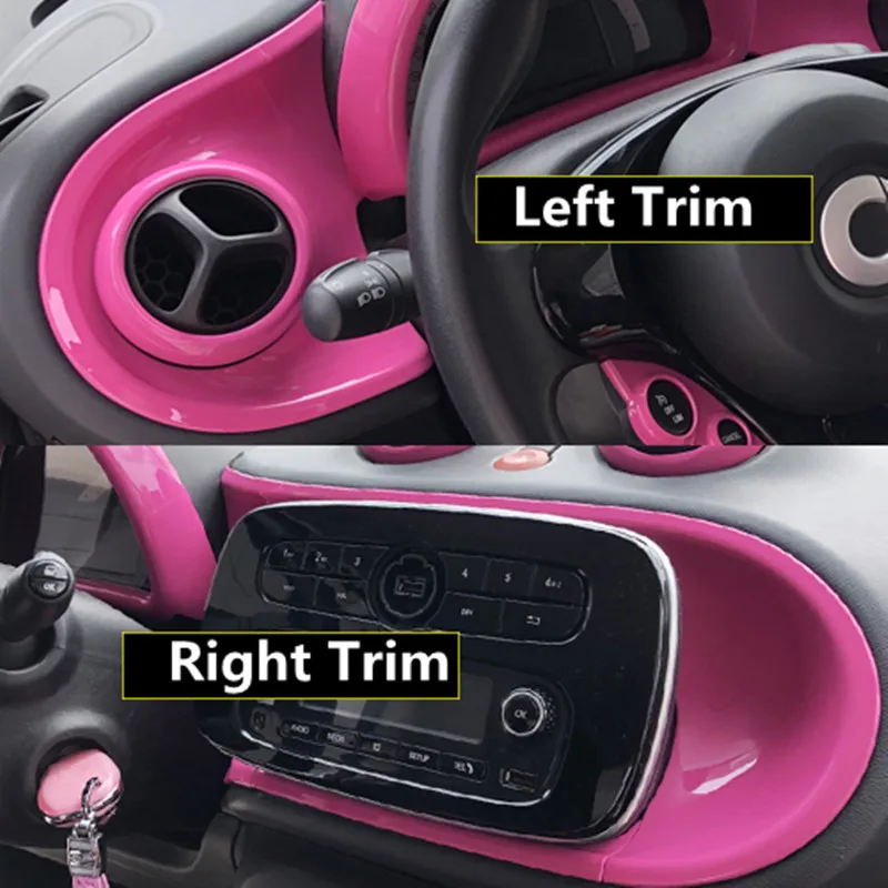

Pink ABS Car Interior Outlet Meter Cover Center Console Panel Moulding Trim for Smart fortwo forfour 2015 2016 2017 2018 2019