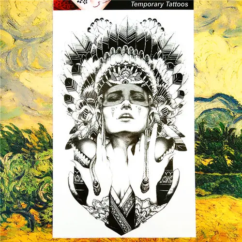 Шоколад Nu-TATY, индийский воин, временная татуировка, боди-арт, флеш-тату, наклейка s 12*20 см, водостойкая, поддельная татуировка, стильный декор, наклейка - Цвет: Шоколад