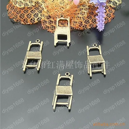 

200 pcs/lot Zinc alloy bead Antique Bronze Plated Charms Pendants Fit Jewelry 28*11.5MM Chair Shape JJA1200