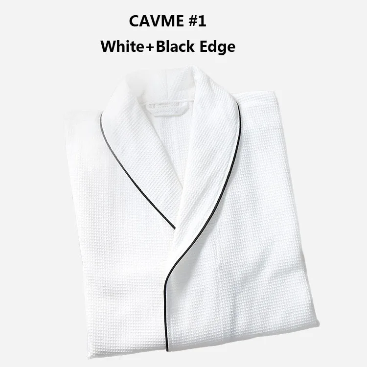 CAVME 1 White CAVME хлопок вафельное кимоно халат для влюбленных отель тонкий купальный халат хлопок длинный халат Femme Homme женская ночная рубашка логотип на заказ - Цвет: CAVME 1 White