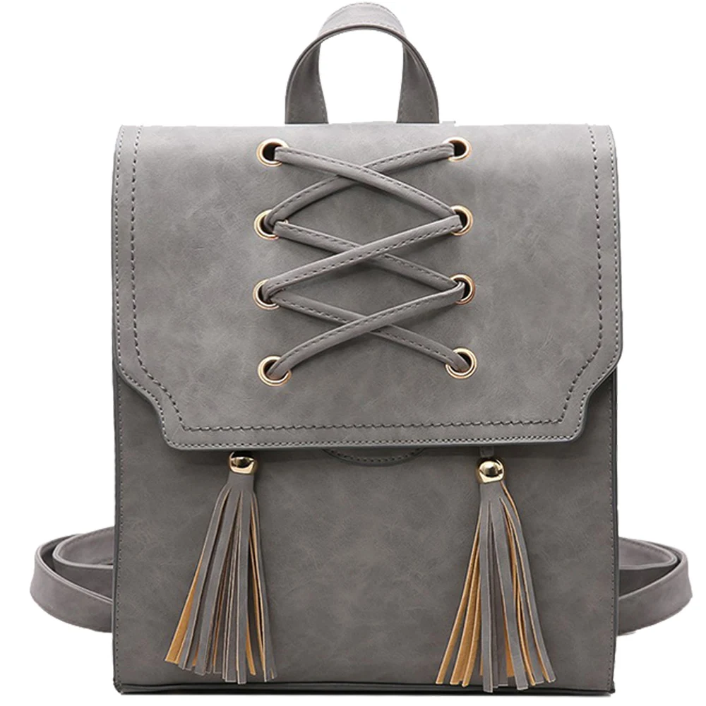 2018 корейский кисточкой винтажные элегантные рюкзаки Стойкий цвет для женщин