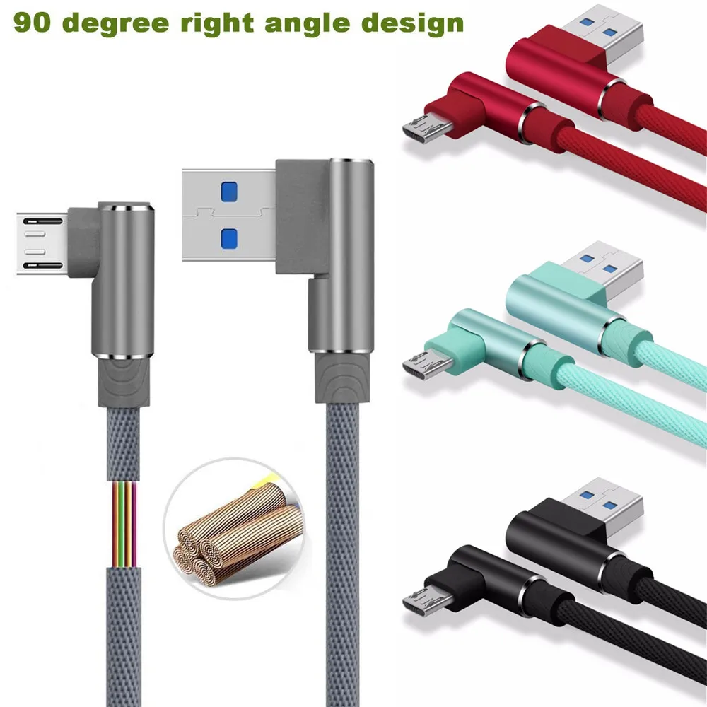 Кабель для зарядного устройства под прямым углом Micro USB кабель передачи данных и
