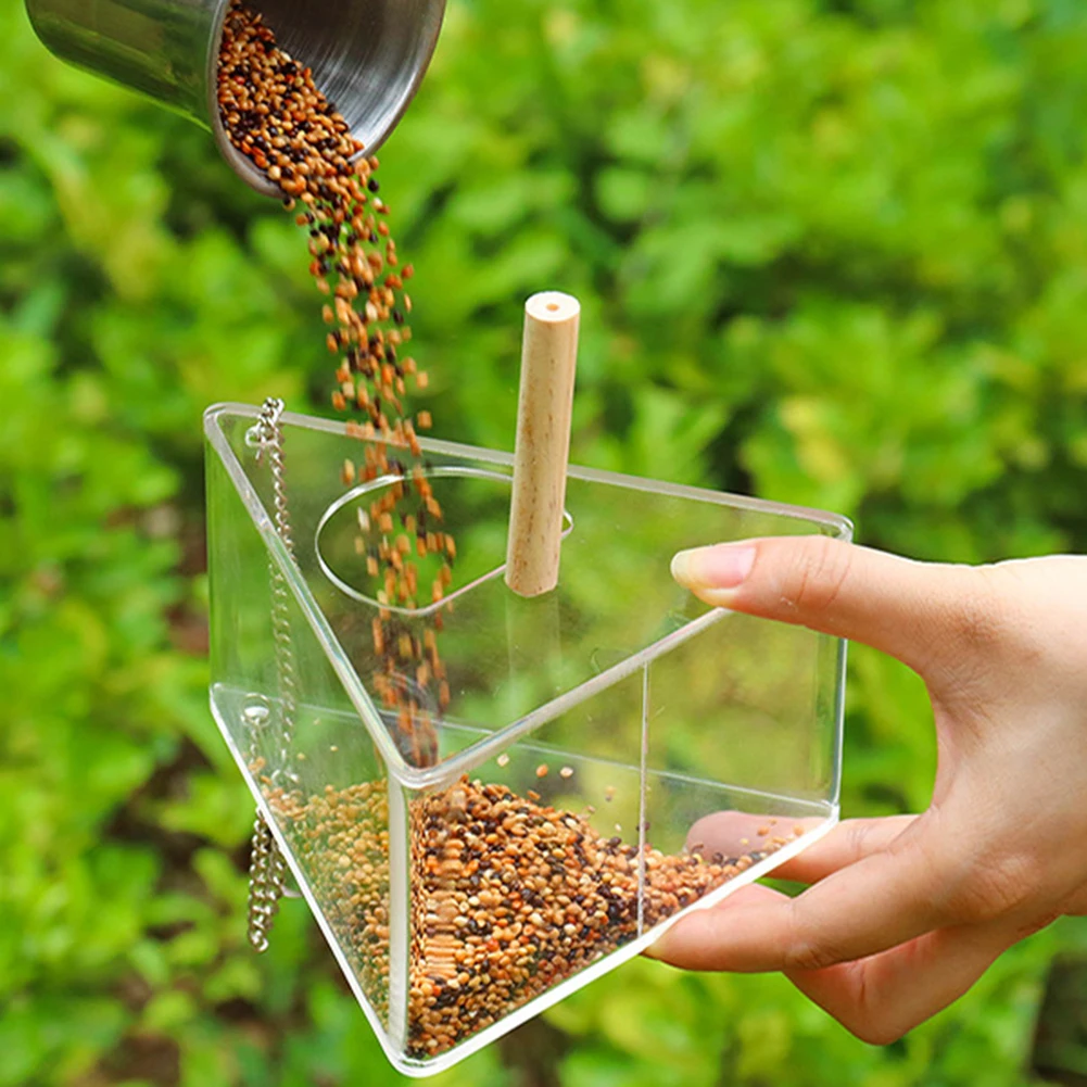 Bird Feeder Transparent Acrylic Adsorption Type House Shape Innovative Suction Cup Feeder