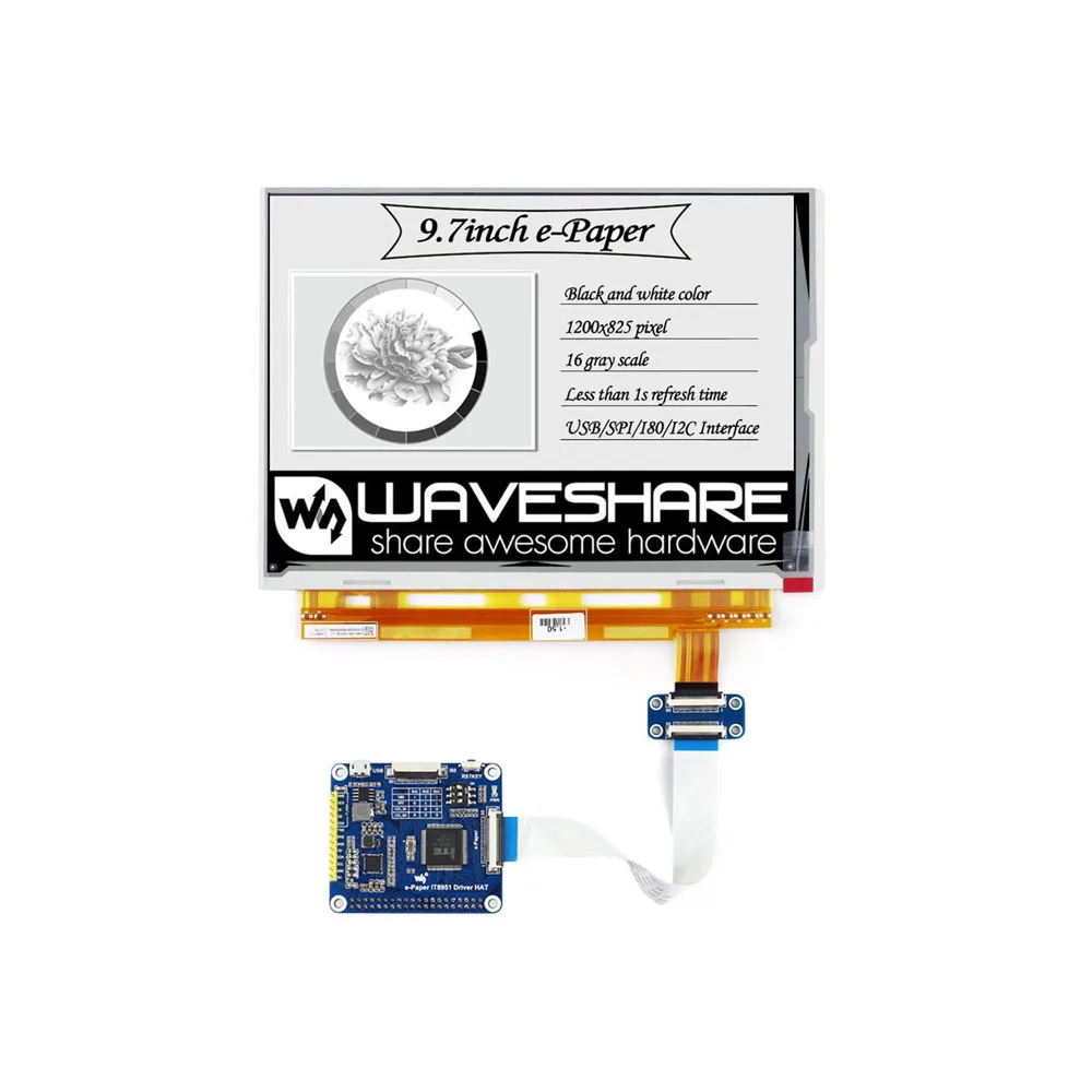 Дисплей E-Ink Waveshare 1200*825 9 7 дюйма для Raspberry PiZero/Zero W/Zero WH/2B/3B/3B + USB/SPI/I80/I2C интерфейс IT8951