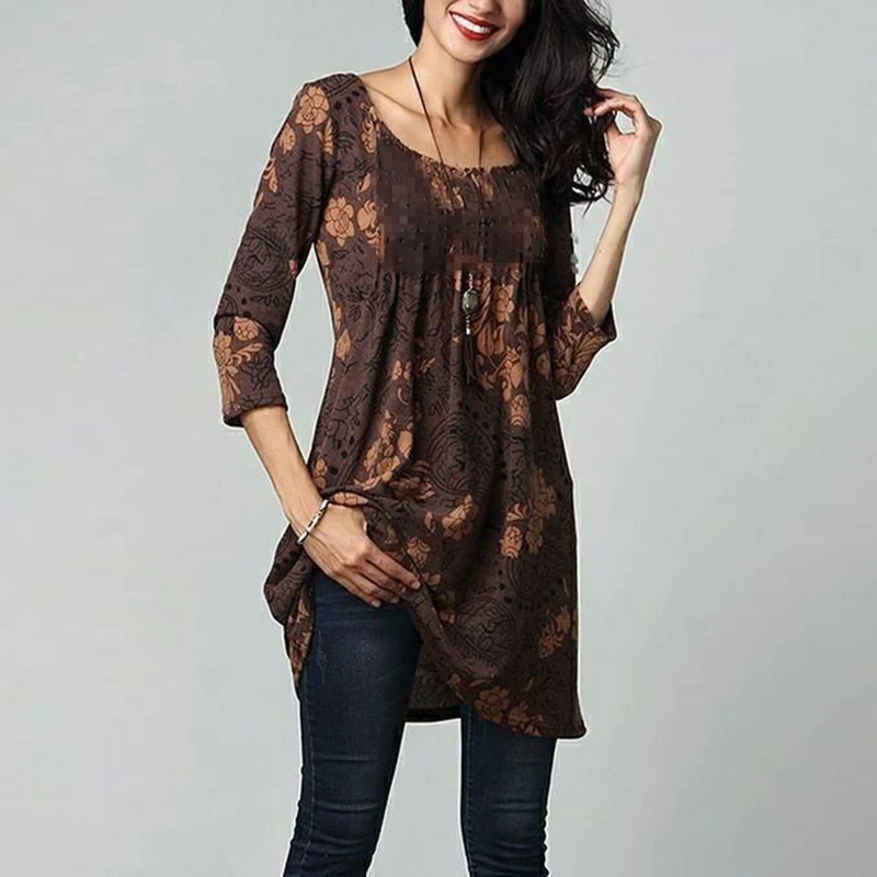 Женская блузка с цветочным принтом весна-лето 2020 Модный повседневный пуловер