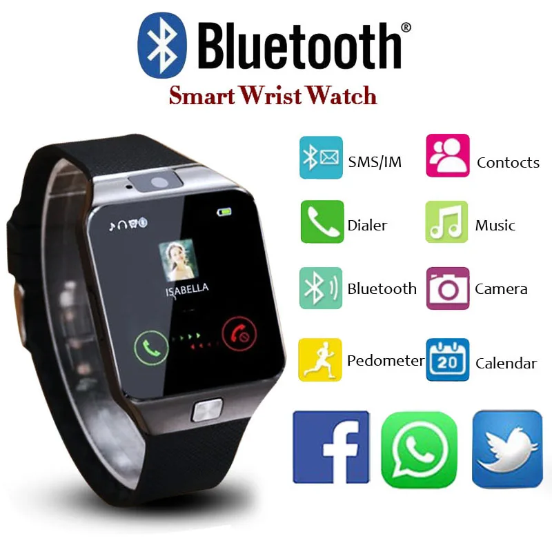 Умные часы с Bluetooth умные DZ09 Android телефонные звонки 2G GSM SIM TF карта камера для iPhone