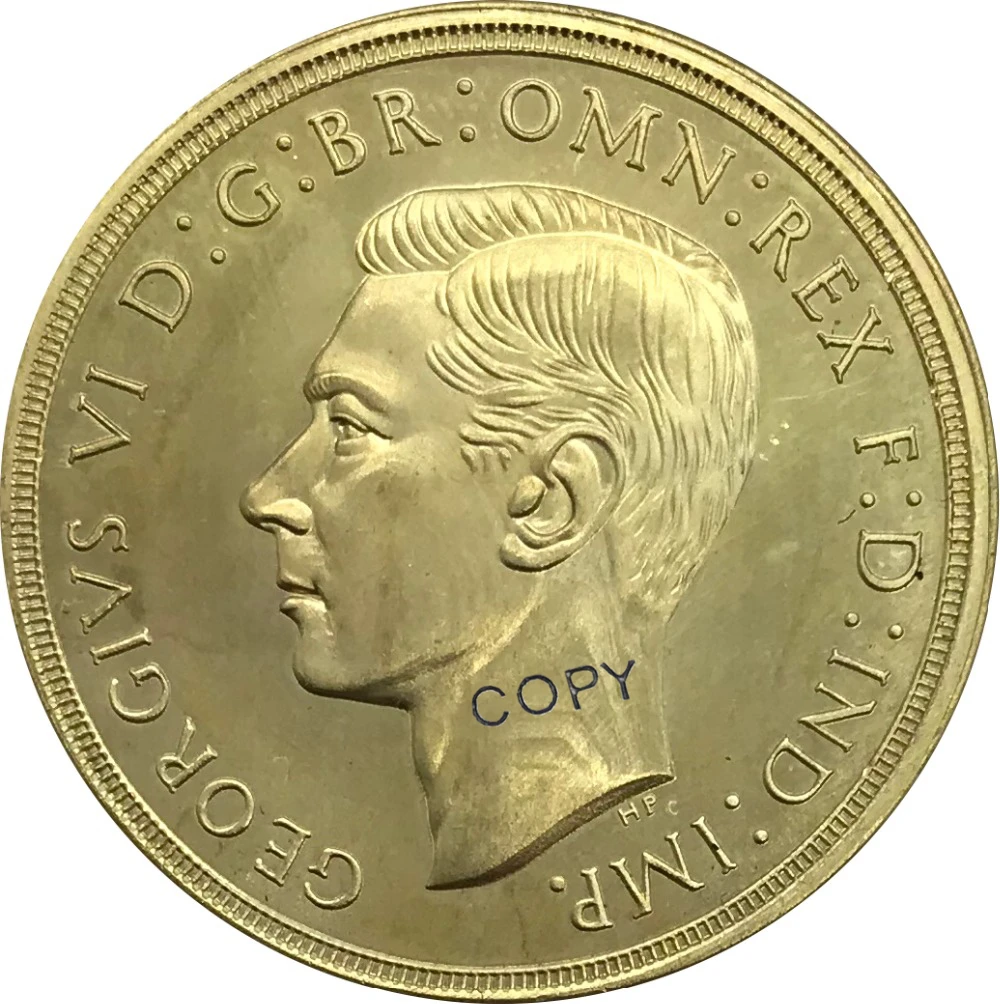 

1937 Великобритания 5 фунтов Джордж VI Золотая монета латунная Коллекционная монета КОПИЯ монета