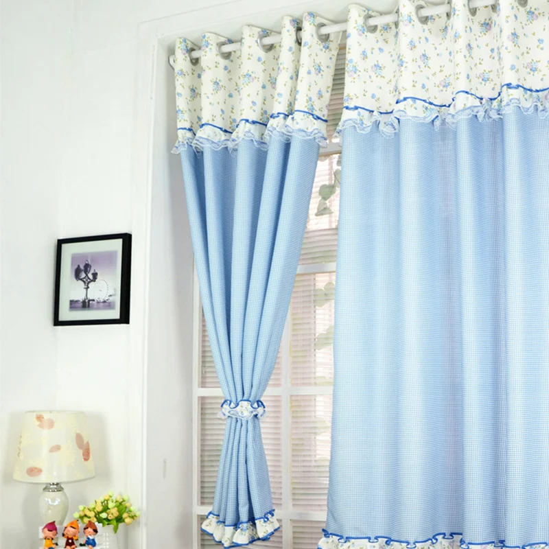 Занавески в пасторальном стиле Короткие шторы с цветочным принтом для принцессы