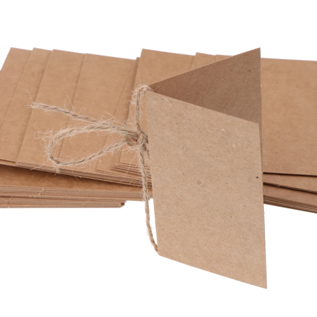 50 шт. крафт бумага пустое место имя карта деревенский свадебный стол шпагат бант