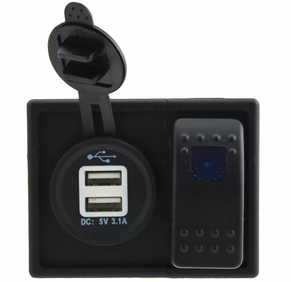1 шт. DC 12В 24В синий светодиод 3.1A двойной usb порт кулисный переключатель для