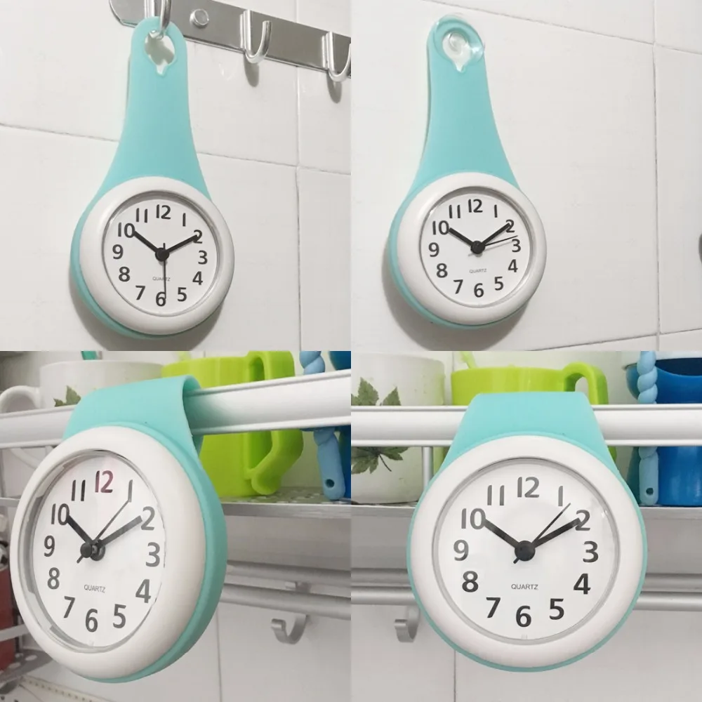 Homingdeco настенные часы для кухни и ванной комнаты водонепроницаемые бесшумные многофункциональные креативные настенные часы для душа домашний декор с присоской
