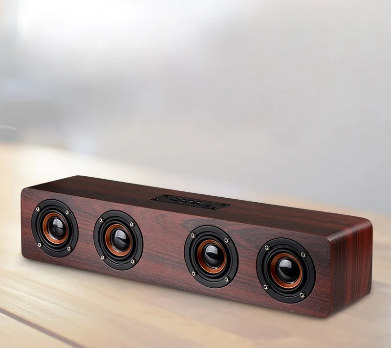 Деревянный Беспроводной Bluetooth Динамик 12 Вт стерео сабвуфер аудио Desktop громкой