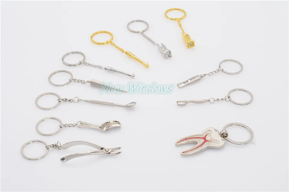 

11Pcs Dentist AssortedKeychain Key Chain Stainless Steel 11 types