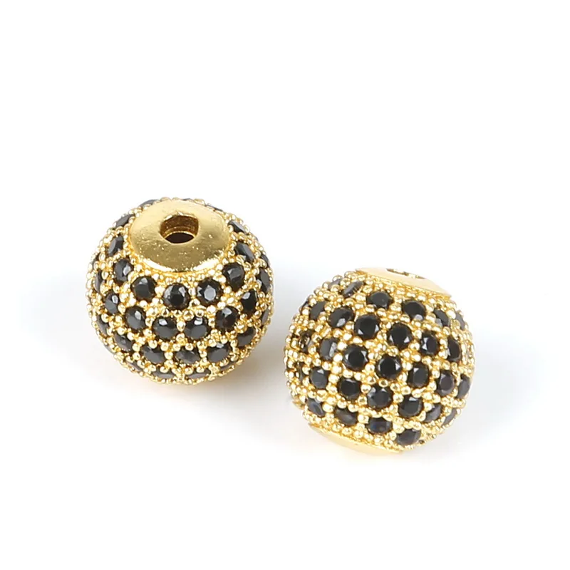 Gold Модные медные бусины-разделители Micro Pave Кристалл Кубический цирконий Корона Леопард шлем Череп круглые бусины Подвески на браслеты для ручного творчества - Цвет: Gold