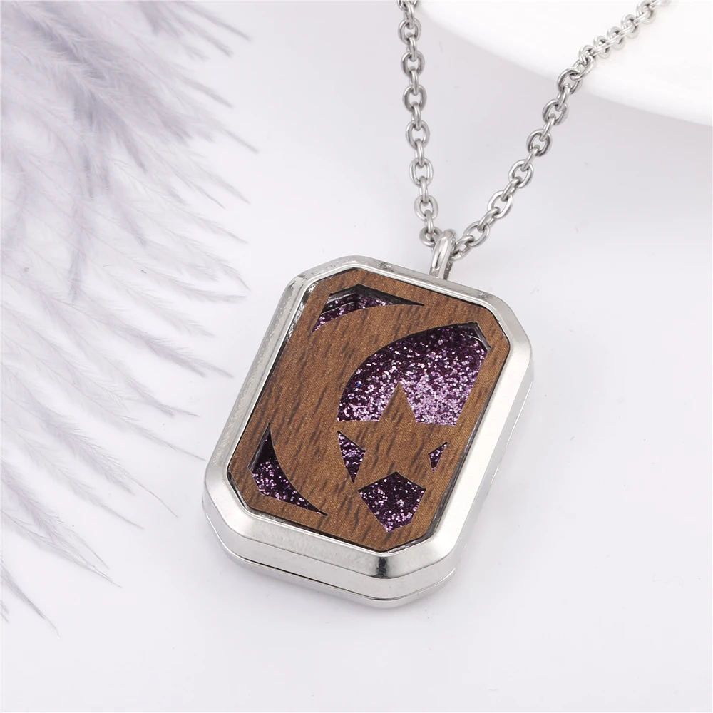 2019 New Wooden Locket Pendant Rectangle Magnetic Closure Charms Essential Oil Diffuser DIY Necklace Supplies | Украшения и