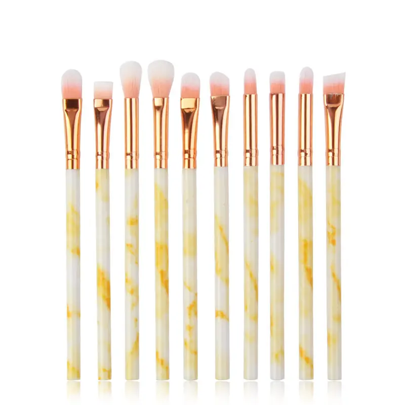 10 pcs MAANGE 7-10 шт. мраморные кисти для макияжа Набор для глаз для растушевки кисточка для век Pro Кисти косметические наборы для макияжа Кисти Инструмент - Handle Color: 10 pcs