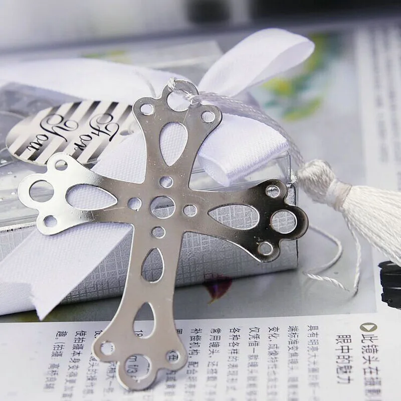 10 PCS Sliver Boxed Cross Hollow Bookmark For Baby Shower Wedding Favours Souvenir Giveaway gifts Guests | Дом и сад