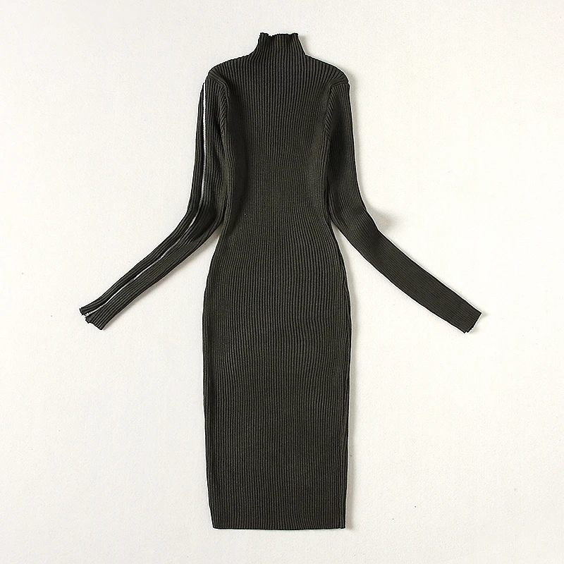 Женское трикотажное платье ALPHALMODA на молнии с длинными рукавами и